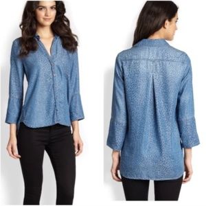 Bella Dahl Leopard Print Chambray Shirt